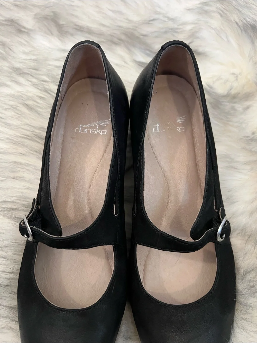 Dansko black leather Mary Jane wooden block heels coquette academia comfort - Picture 6 of 7